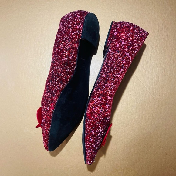 RARE Red Glitter Katy Perry The Cupid Flats 8 - Picture 5 of 7